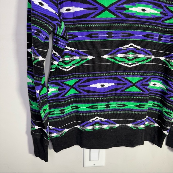 Ralph Lauren Active Thermal Cowl Neck Aztec Shirt Black Purple Green - Picture 7 of 10